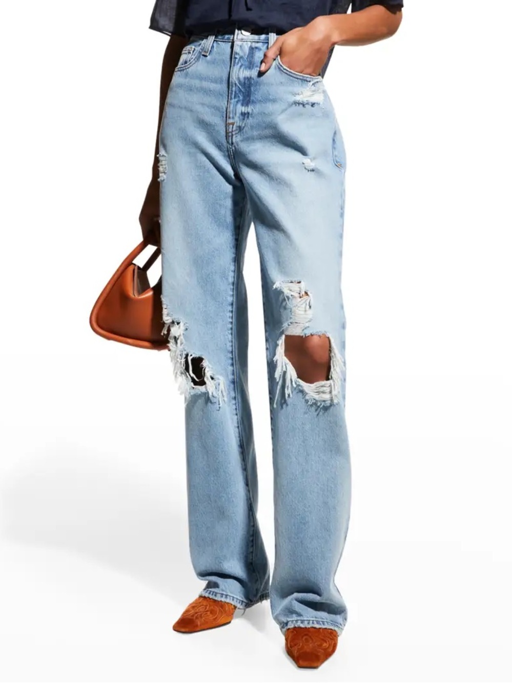 Frame Denim Light Blue Distressed Boyfriend Jeans